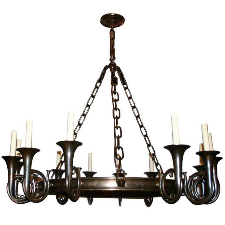 English French Horn Chandelier C1960 At 1stdibs