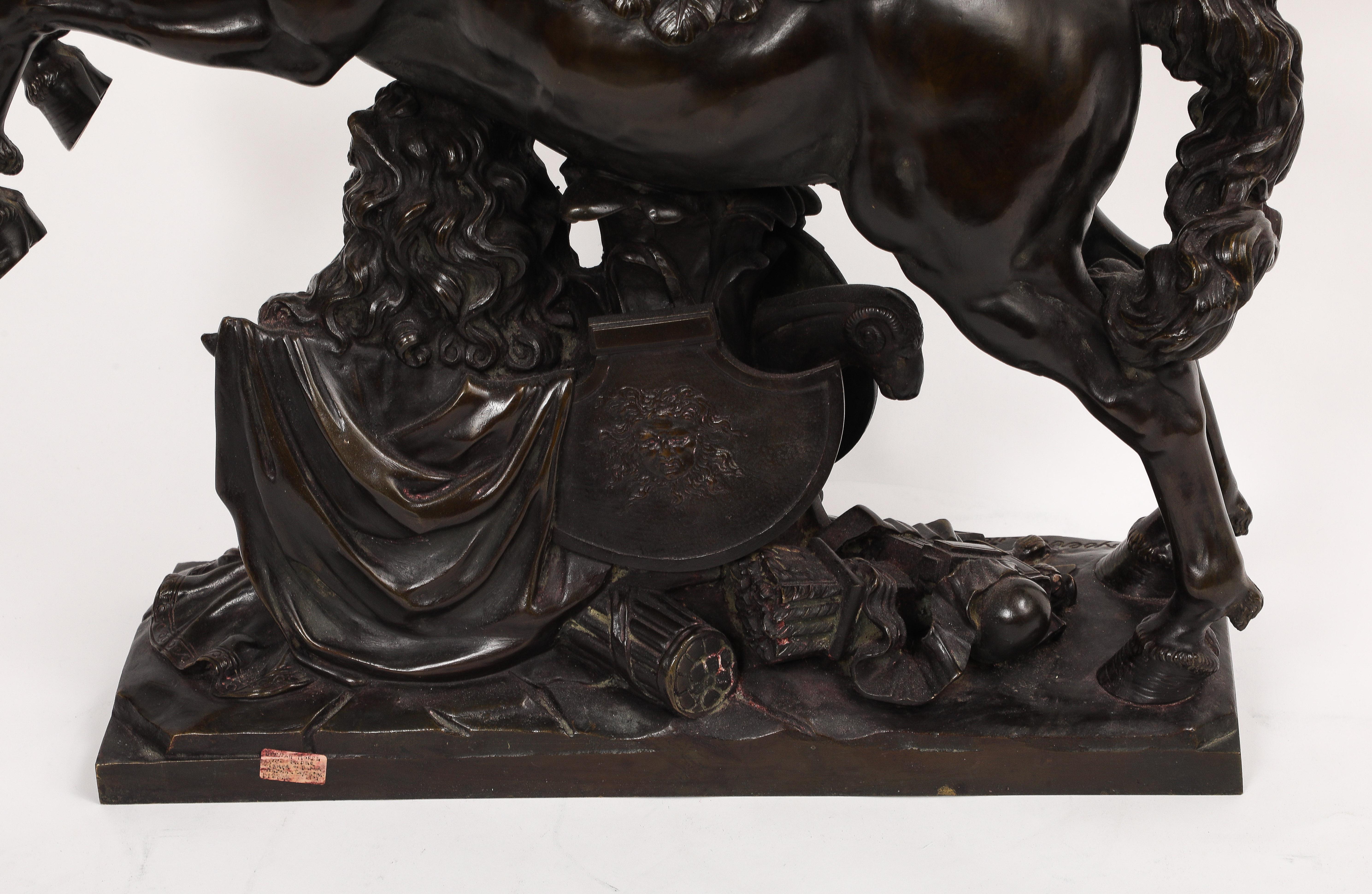Large Patinated Bronze Group of Fame After the Model by Antoine Coysevox For Sale 6