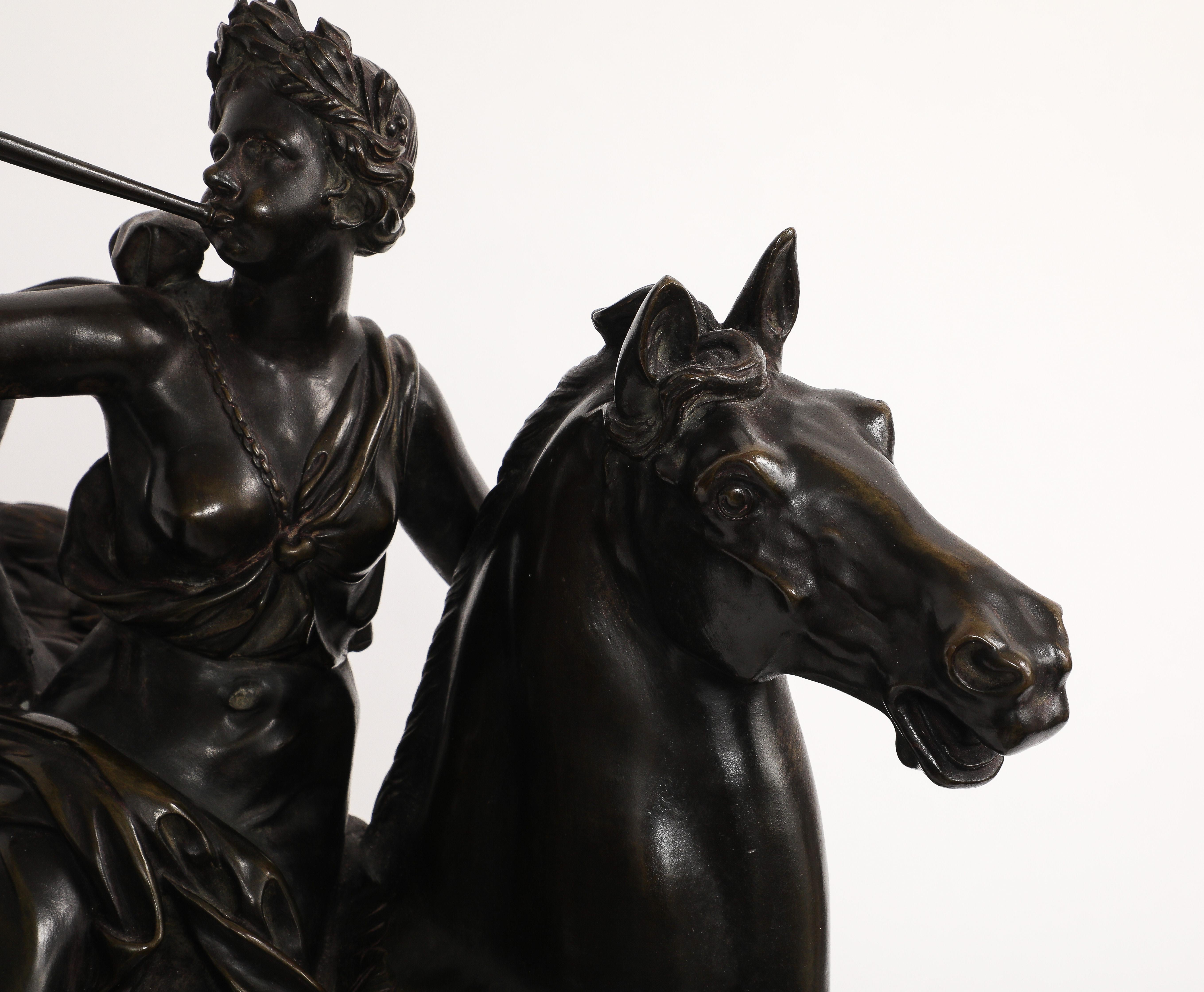 Large Patinated Bronze Group of Fame After the Model by Antoine Coysevox For Sale 7