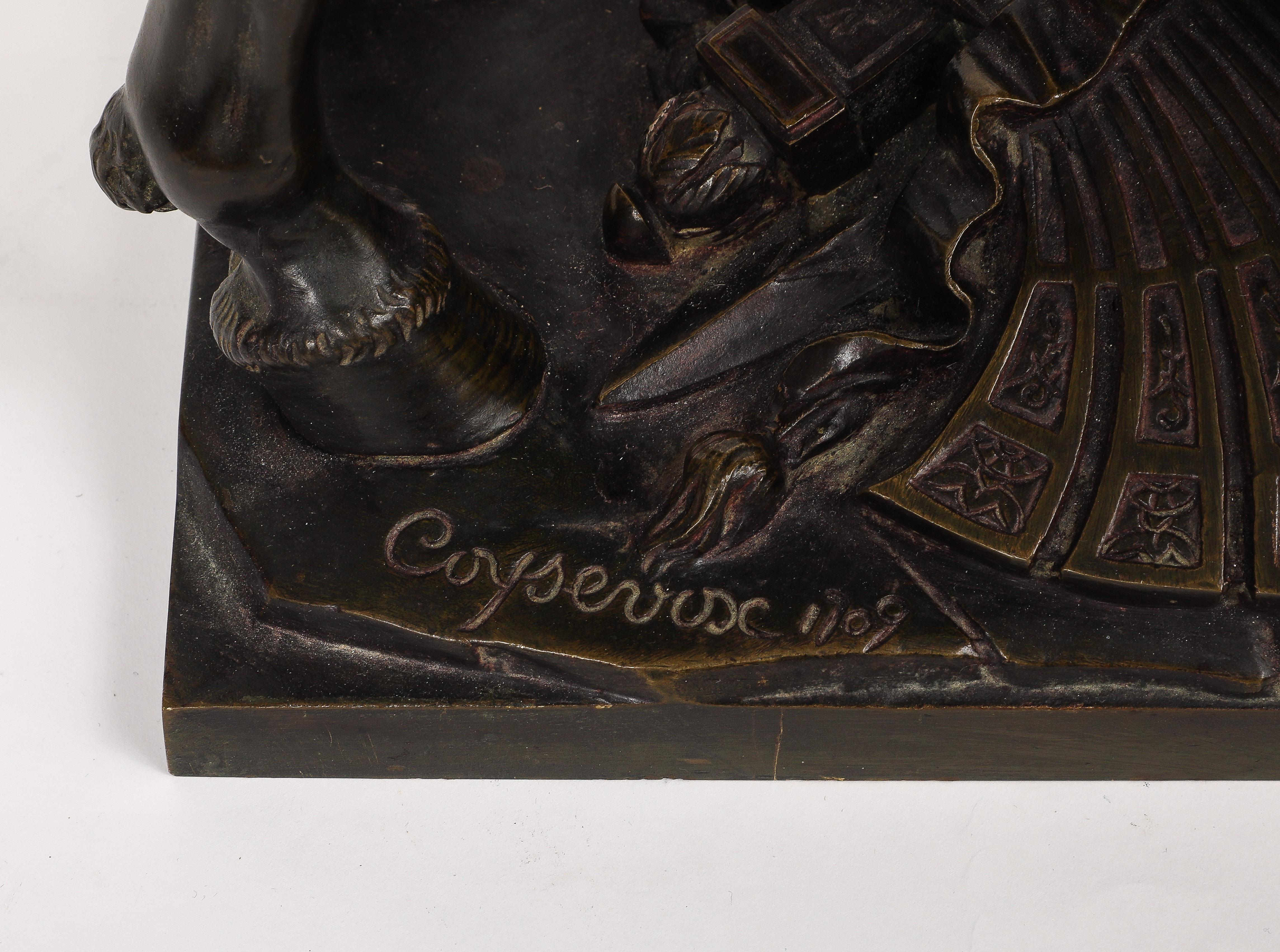 Large Patinated Bronze Group of Fame After the Model by Antoine Coysevox For Sale 9