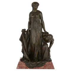 Large Patinated Bronze Group, Unveiling the Princess by H. Dumaige