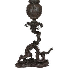 Large Patinated Bronze Japanese Koro Incense Burner