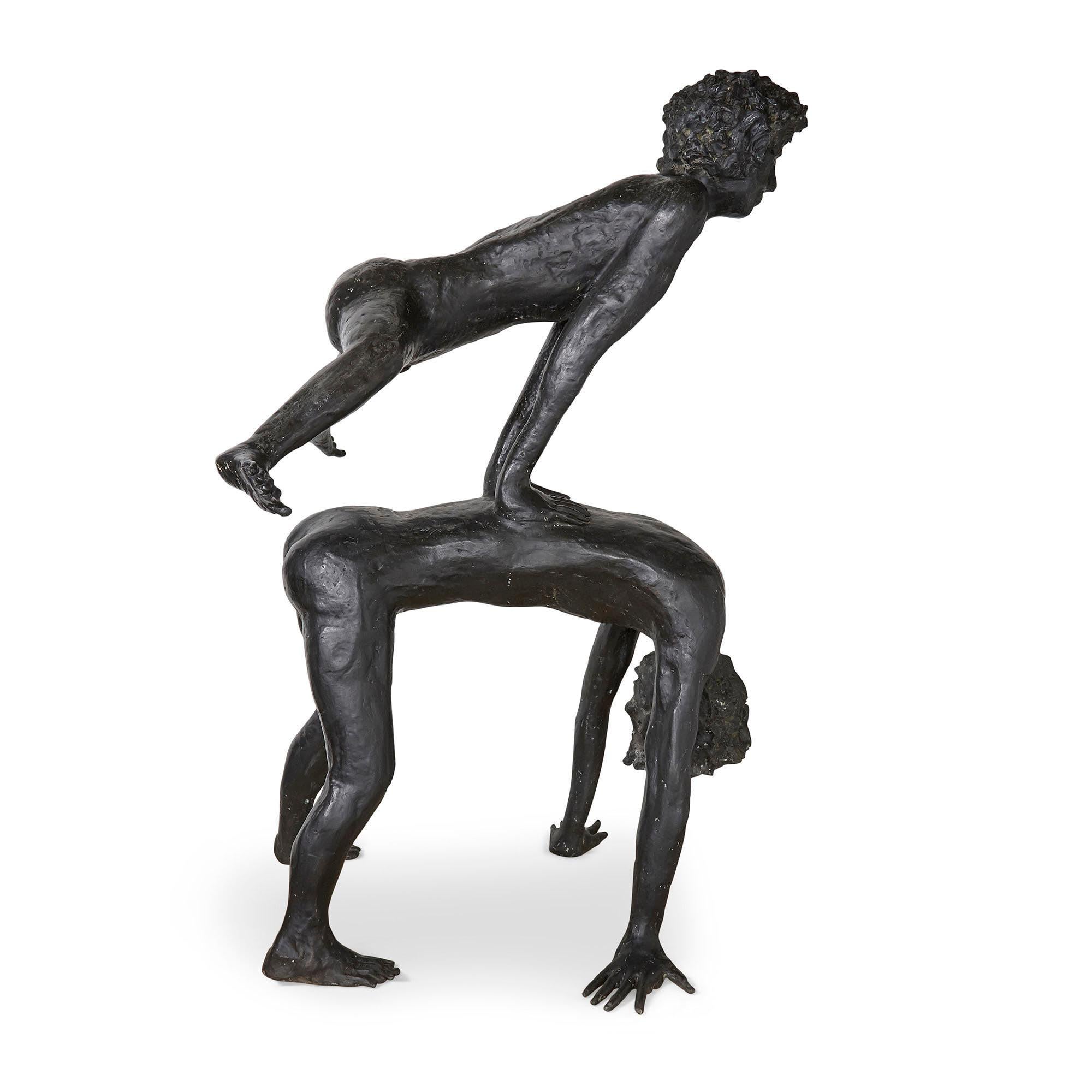 Large patinated bronze sculptural group by Philippe Berry
French, late 20th century
Measures: Height 150cm, width 90cm, depth 128cm

This fine and expressive patinated bronze sculpture by the contemporary French sculptor Philippe Berry depicts