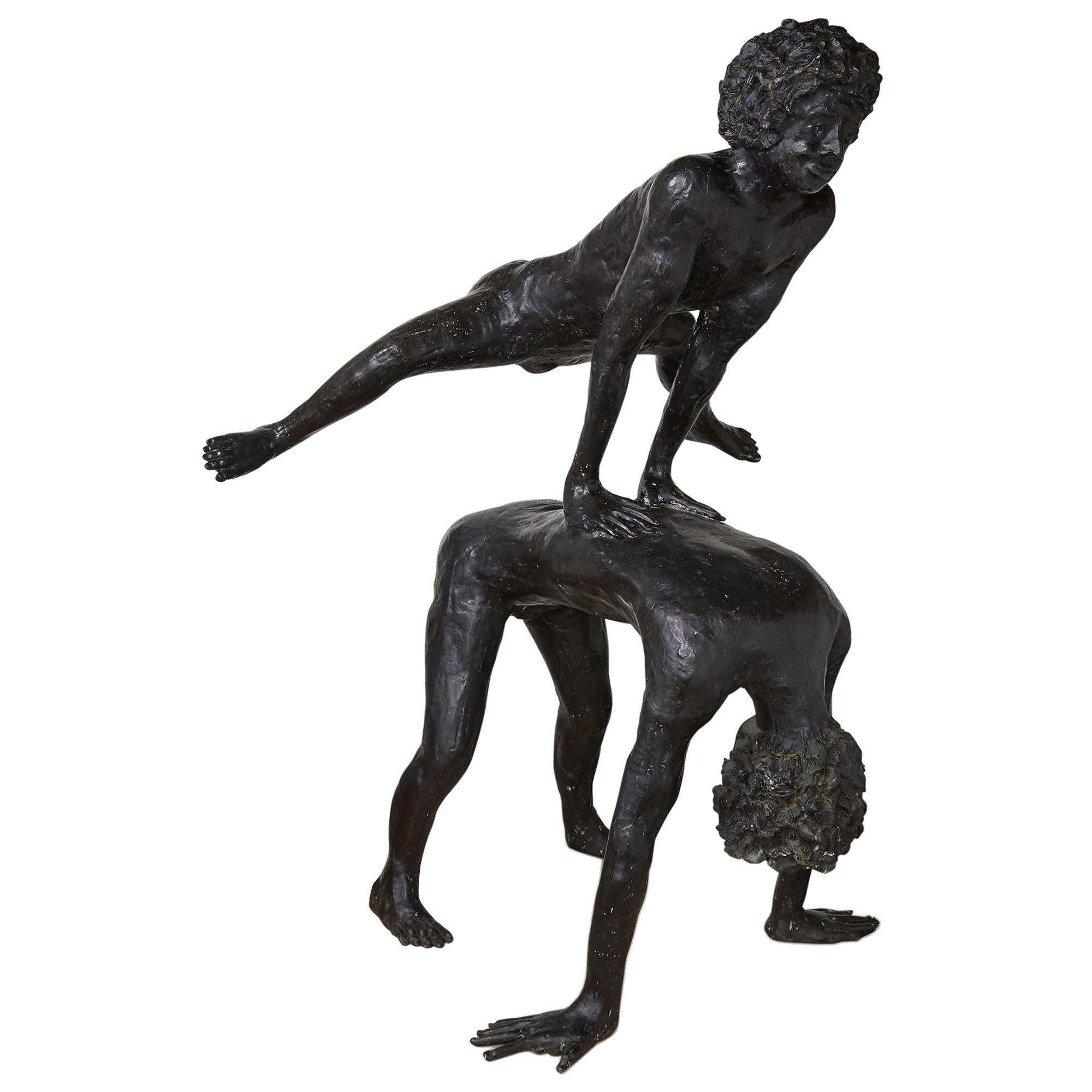 Large Patinated Bronze Sculptural Group by Philippe Berry For Sale