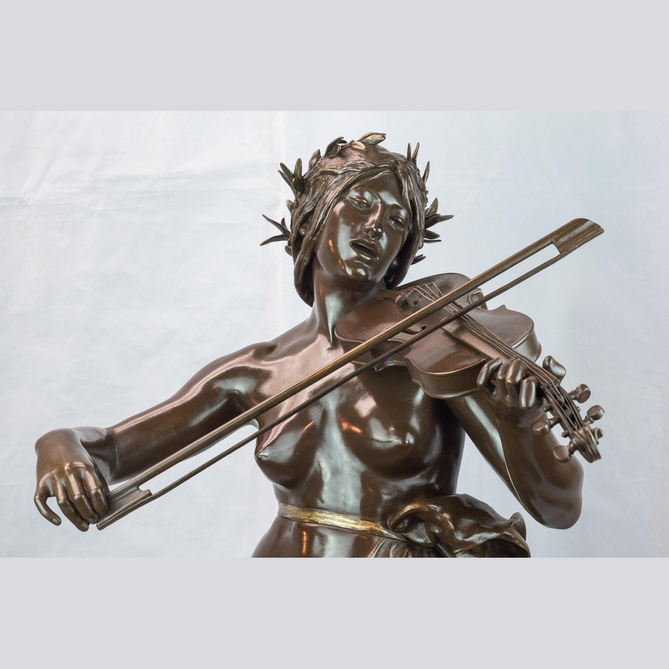 Large Patinated Bronze Sculpture by Eugene Dela Planche, Signed 19th Century In Excellent Condition For Sale In New York, NY