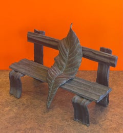 Large Patinated Bronze Sculpture "Park Bench" by Laurence Ambrose