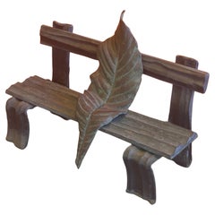 Large Patinated Bronze Sculpture "Park Bench" by Laurence Ambrose