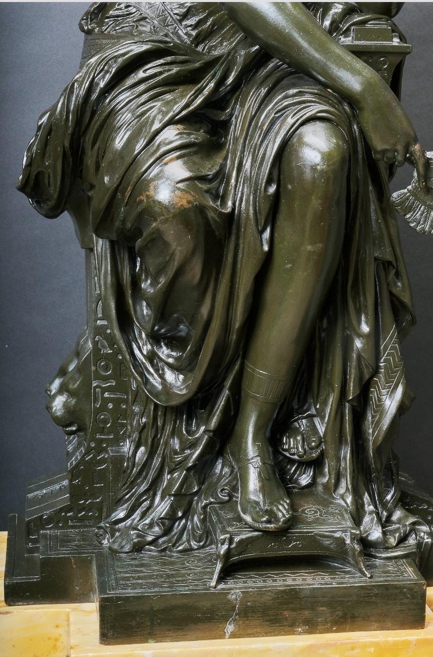 Patinated Large patinated bronze statue of Cleopatra, M.Moreau, France 19th century For Sale