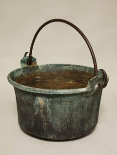 Large Patinated Copper and Wrought Iron Container