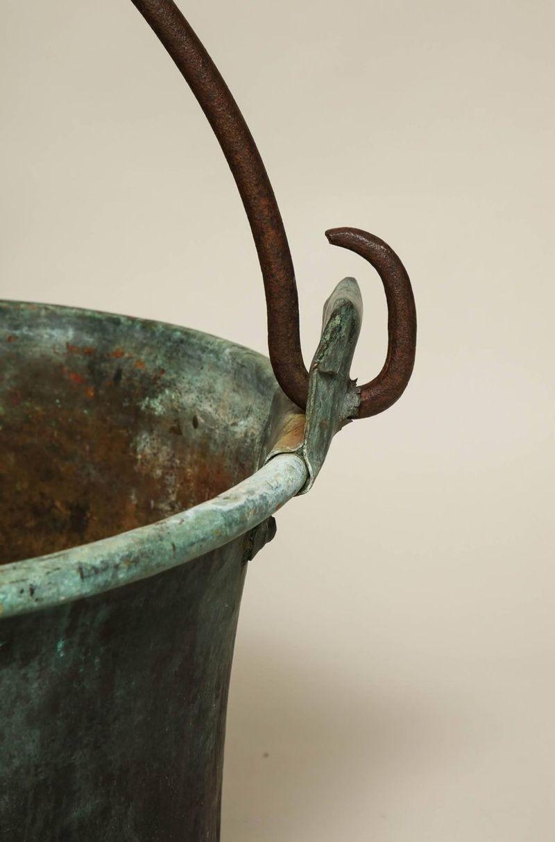 Large Patinated Copper and Wrought Iron Container In Distressed Condition For Sale In Greenwich, CT