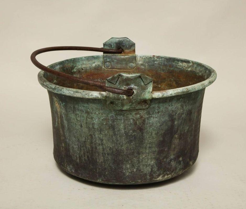 19th Century Large Patinated Copper and Wrought Iron Container For Sale