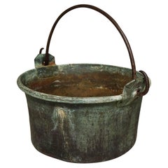 Large Patinated Copper and Wrought Iron Container