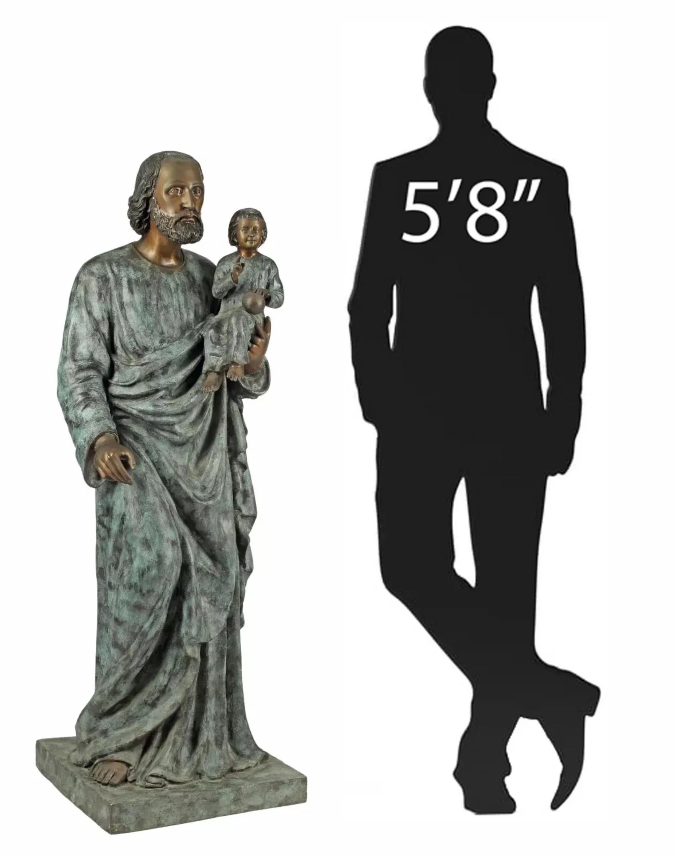 Grand groupe patiné, St. Joseph & Christ Child, Décor, 61