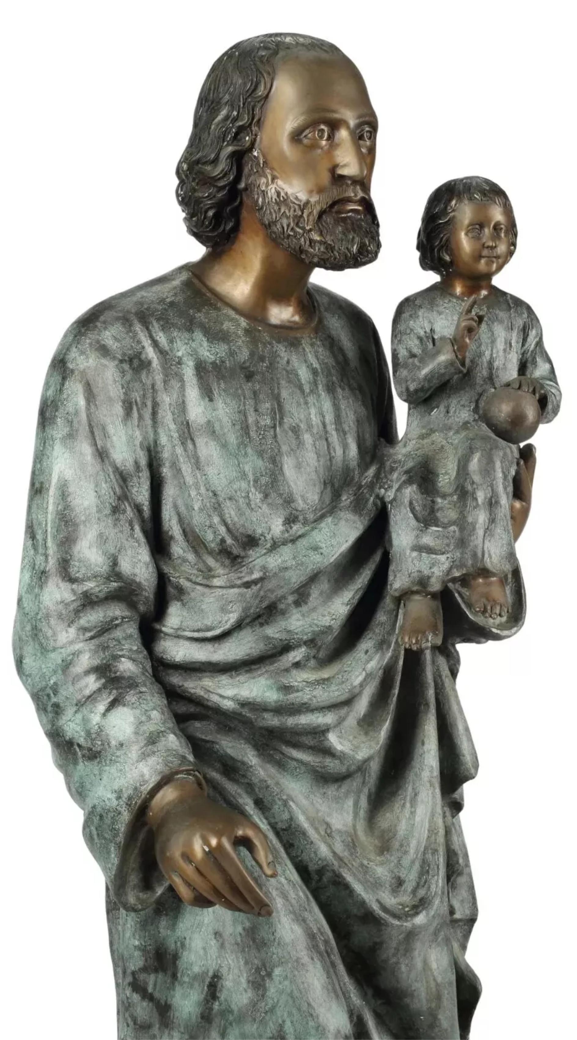 Grand groupe patiné, St. Joseph & Christ Child, Décor, 61