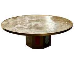 Large Patinated Metal Laverne Coffee Table