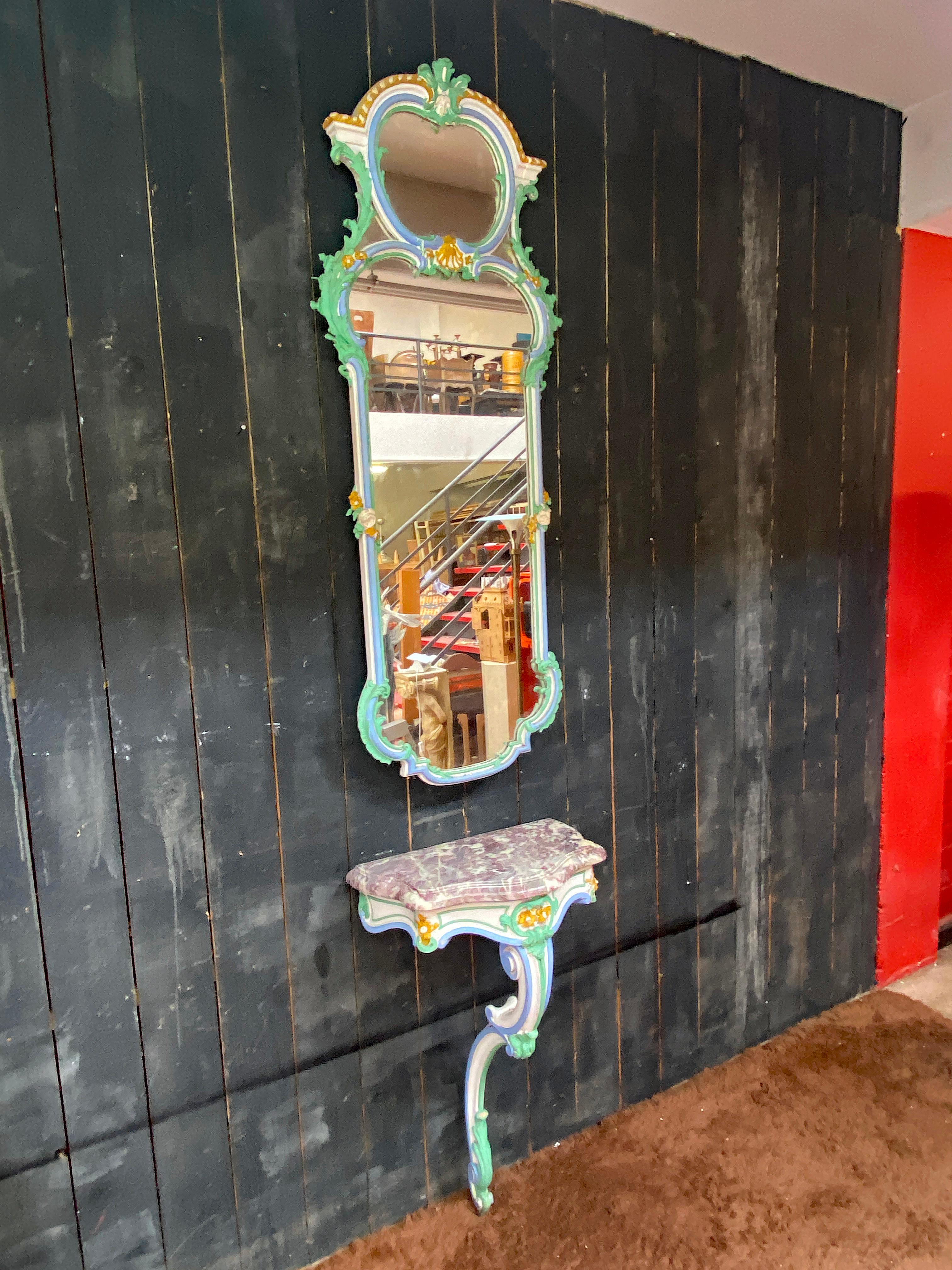 Grand miroir patiné, fin du 19ème siècle, patine ancienne en vente 7