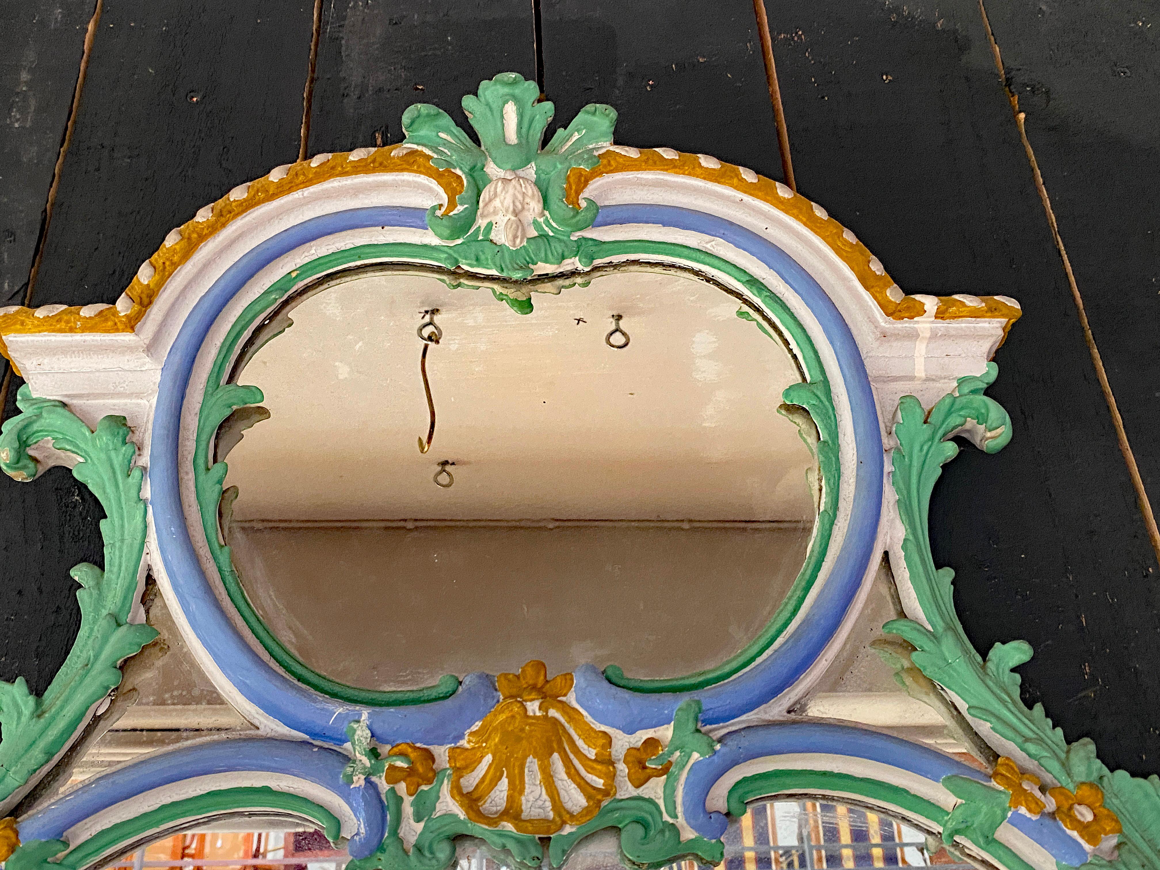 Napoléon III Grand miroir patiné, fin du 19ème siècle, patine ancienne en vente