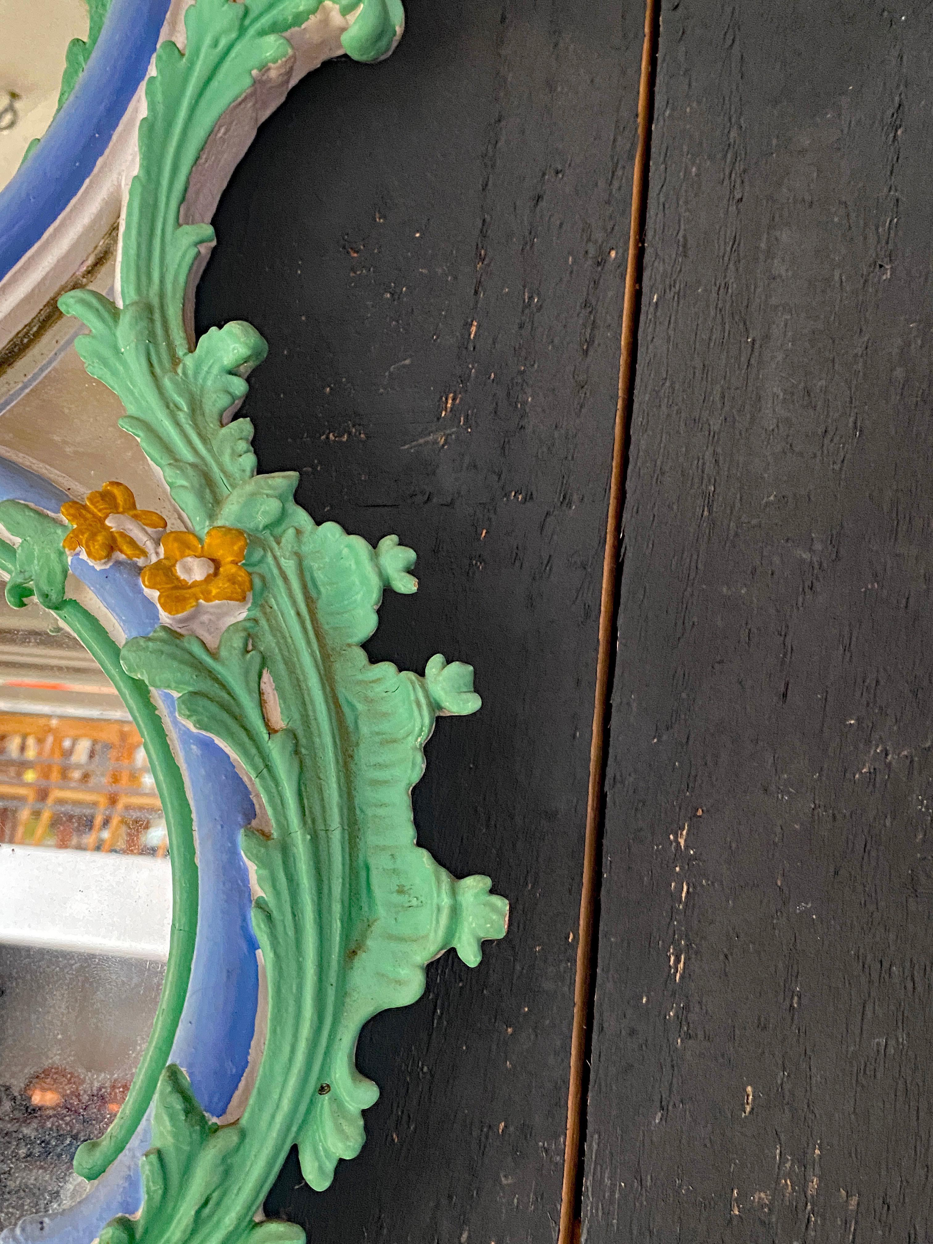 Français Grand miroir patiné, fin du 19ème siècle, patine ancienne en vente