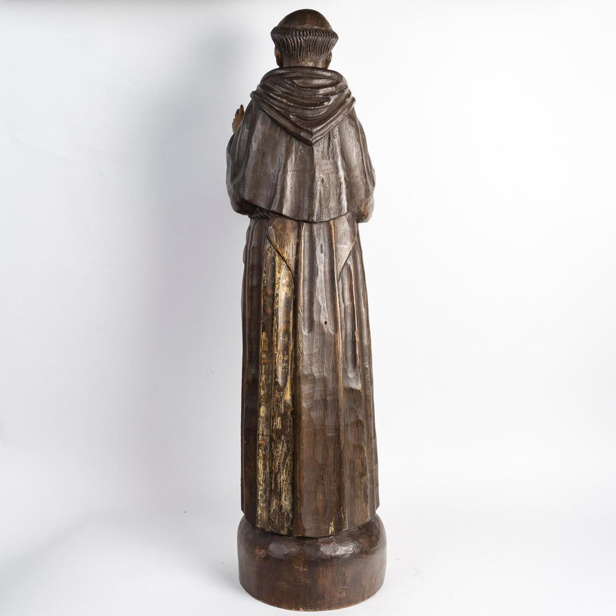 Gran escultura de madera maciza patinada, principios del siglo XX. Arte popular en venta