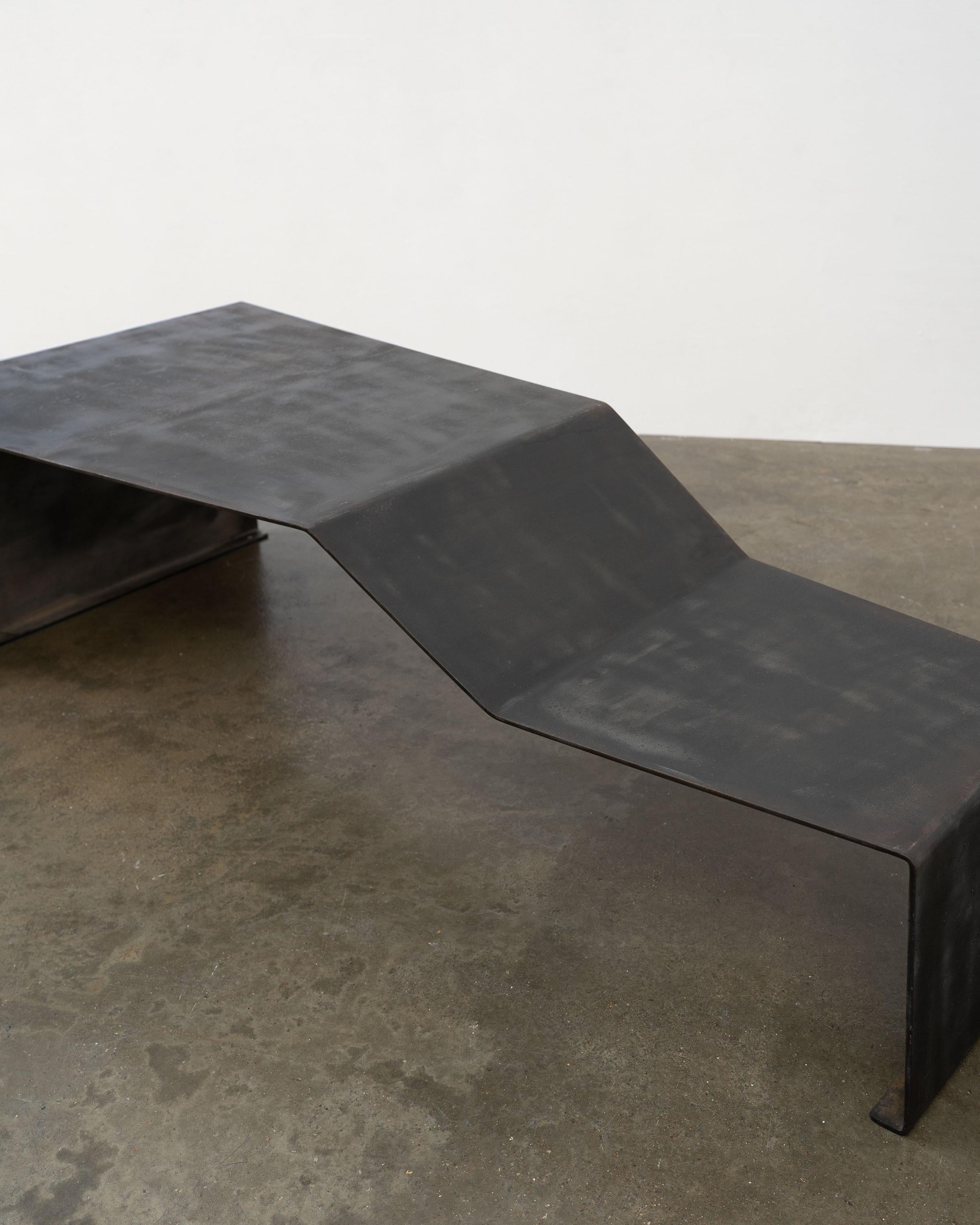 Large Patinated Steel Bench / Coffee Table In Good Condition For Sale In Surbiton, GB