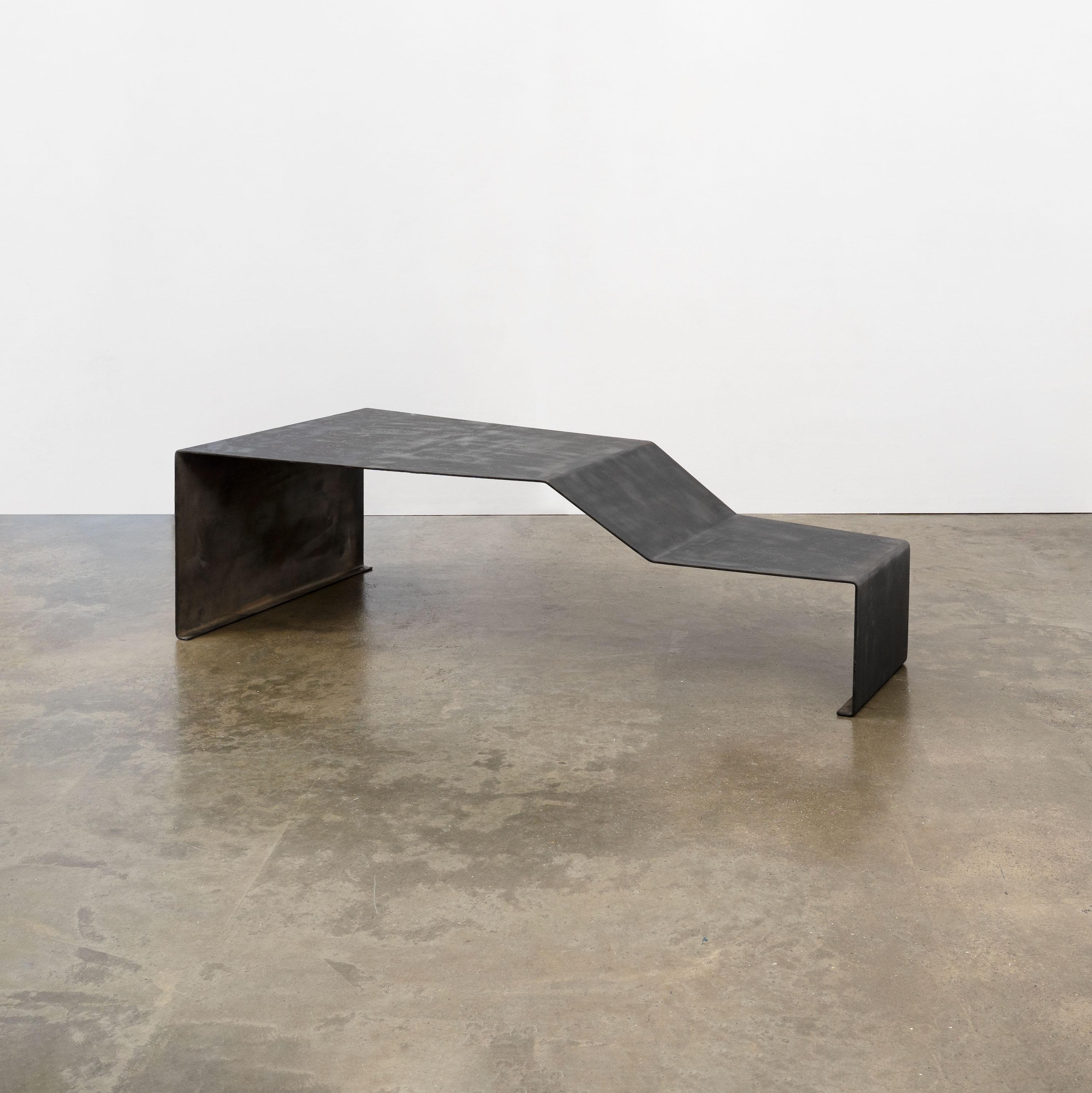 20th Century Large Patinated Steel Bench / Coffee Table For Sale