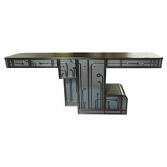 Large Patinated Steel Console / Cabinet one of a kind by C.Wagenaar