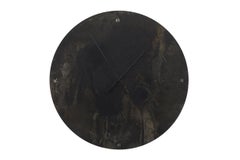 Large Patinated Steel Wall Clock with Artist's Hand Etched Numerals