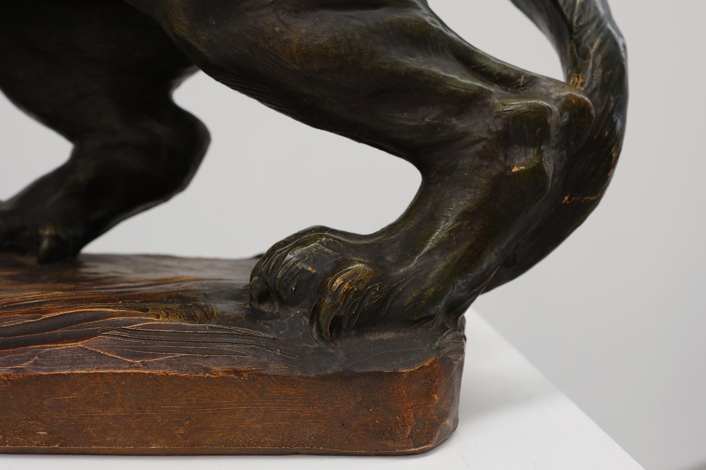 Grande statua in terracotta patinata di un Leone, firmata Richard Aurili, Italia in vendita 7