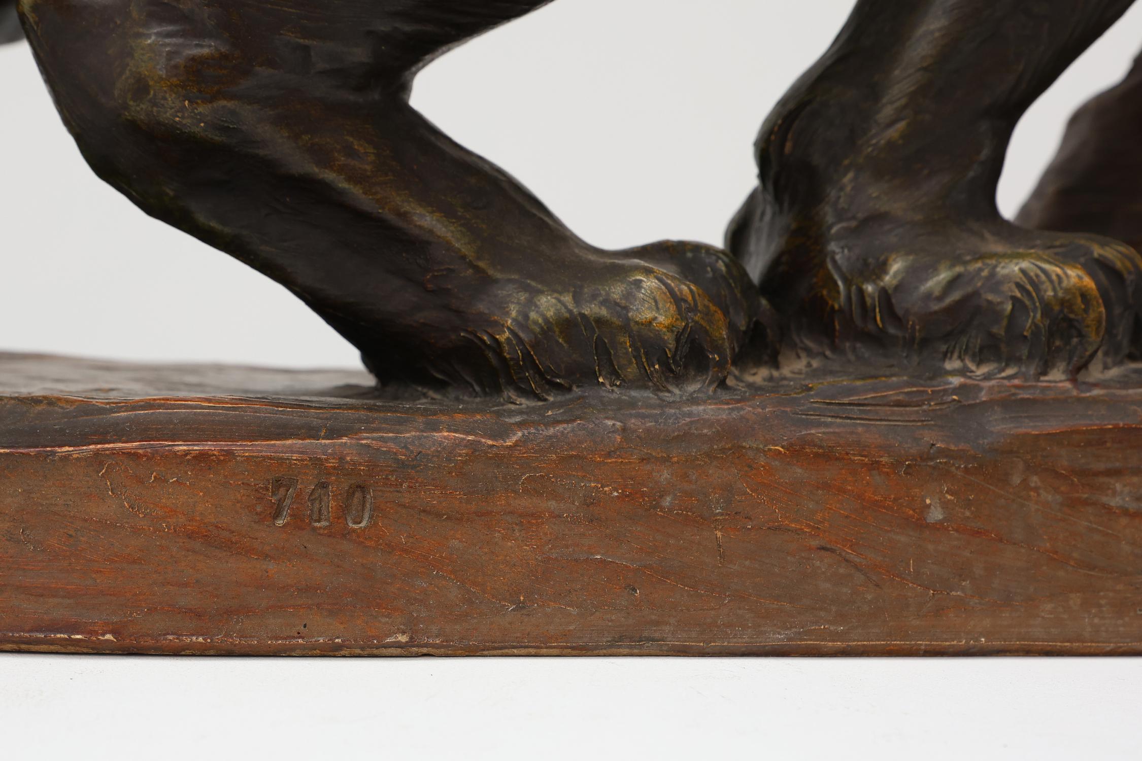 Grande statua in terracotta patinata di un Leone, firmata Richard Aurili, Italia in vendita 8