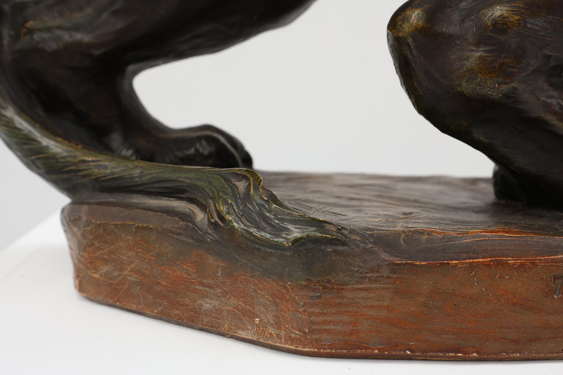 Grande statua in terracotta patinata di un Leone, firmata Richard Aurili, Italia in vendita 11