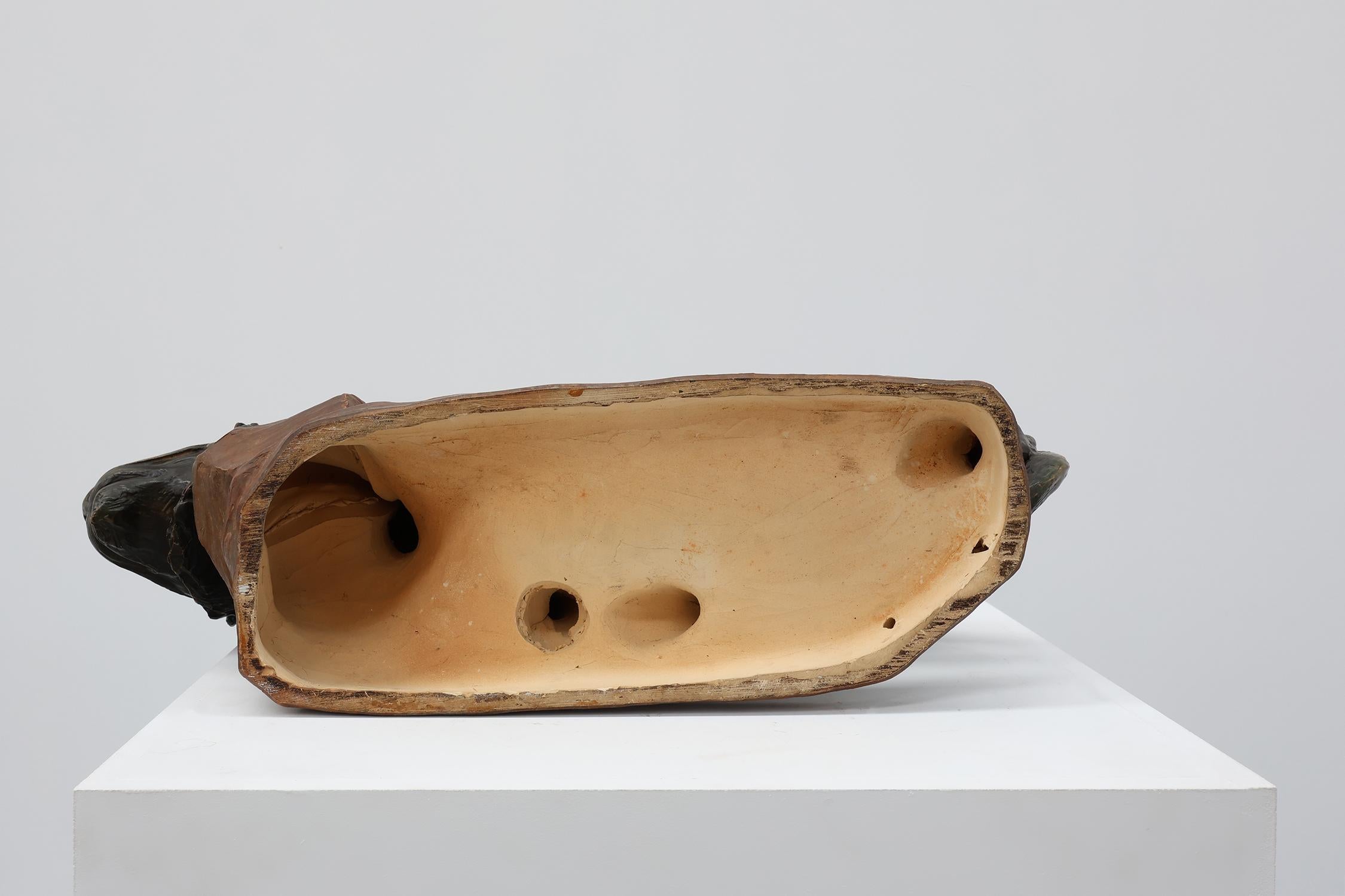 Grande statua in terracotta patinata di un Leone, firmata Richard Aurili, Italia in vendita 12