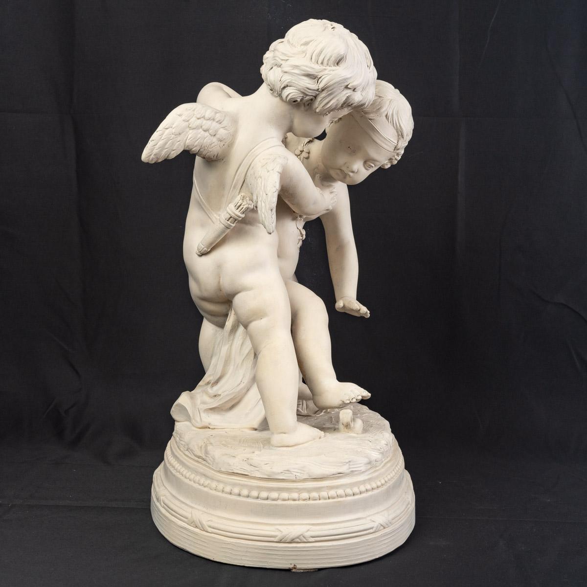 Large Patinated Terracotta Two Loves Disputing a Heart After Falconet 19th C. For Sale 3