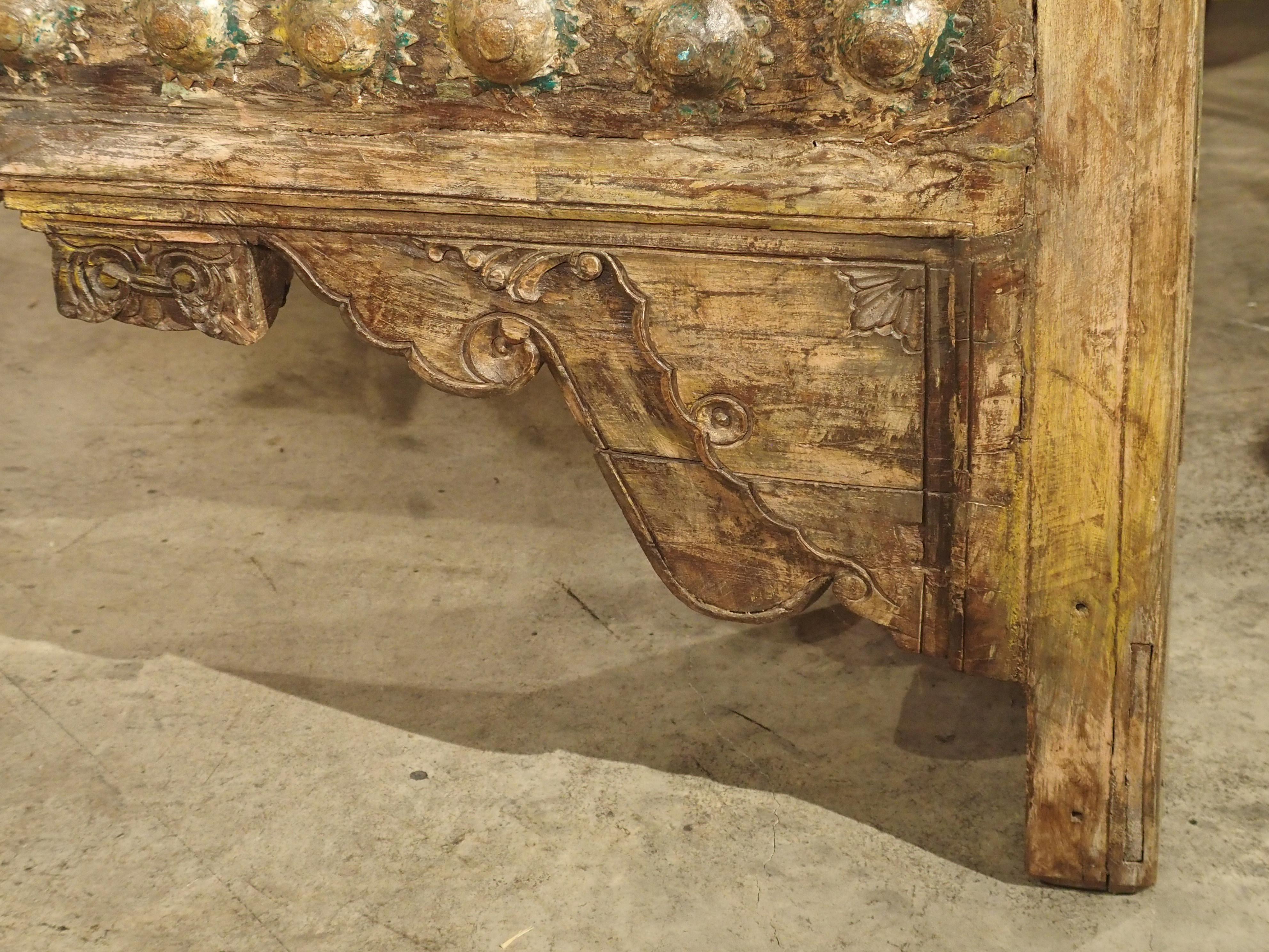 Large Patinated Wood and Iron Console Table from India 3