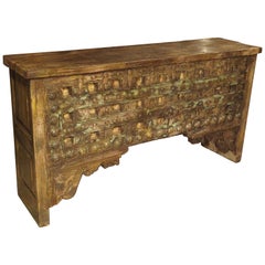 Large Patinated Wood and Iron Console Table from India