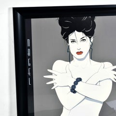 Grande poster con ritratto femminile di Patrick Nagel, vintage anni '80, con cornice nuova