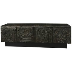 Large Paul Evans Sculpted Bronze Sideboard USA, 1973