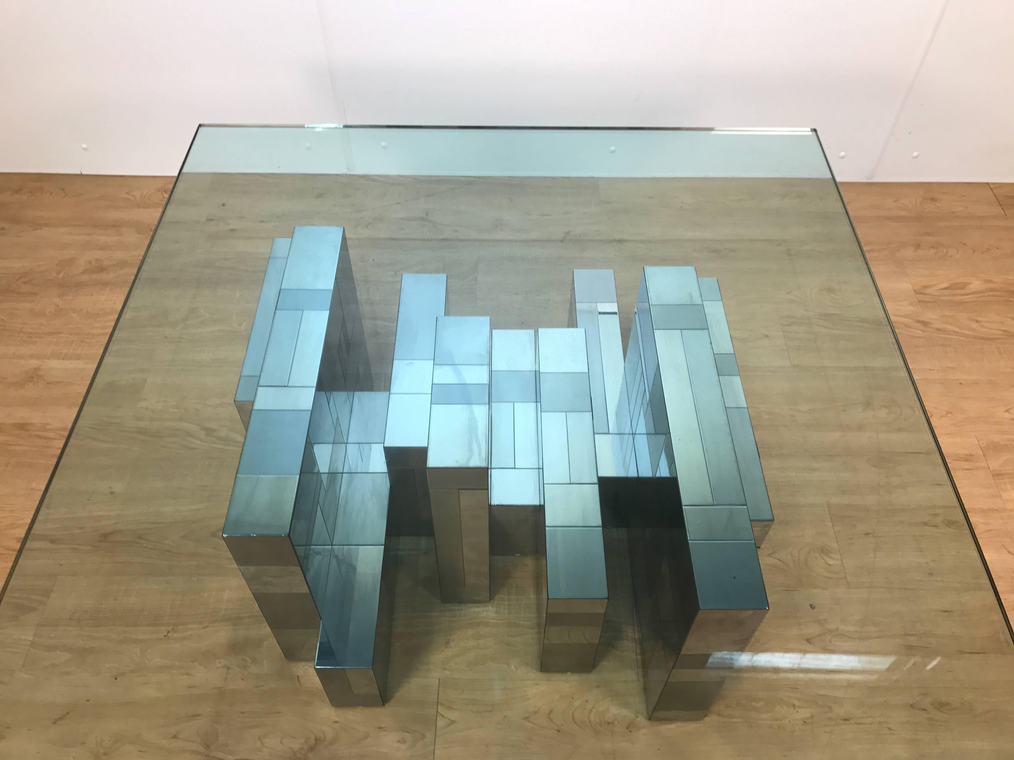 Grande table basse chromée à dix segments de Paul Evans, pour Directional en vente 1