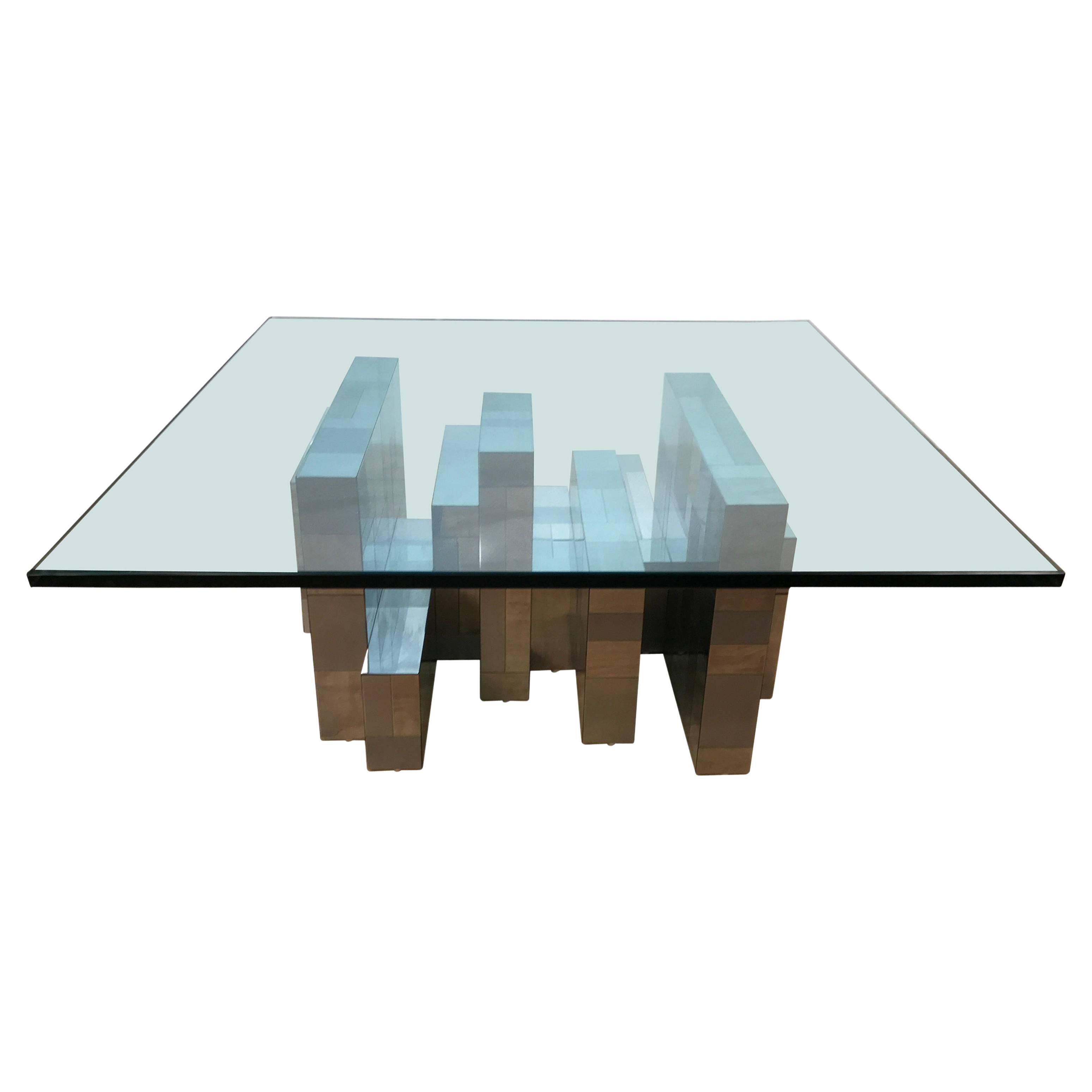 Grande table basse chromée à dix segments de Paul Evans, pour Directional