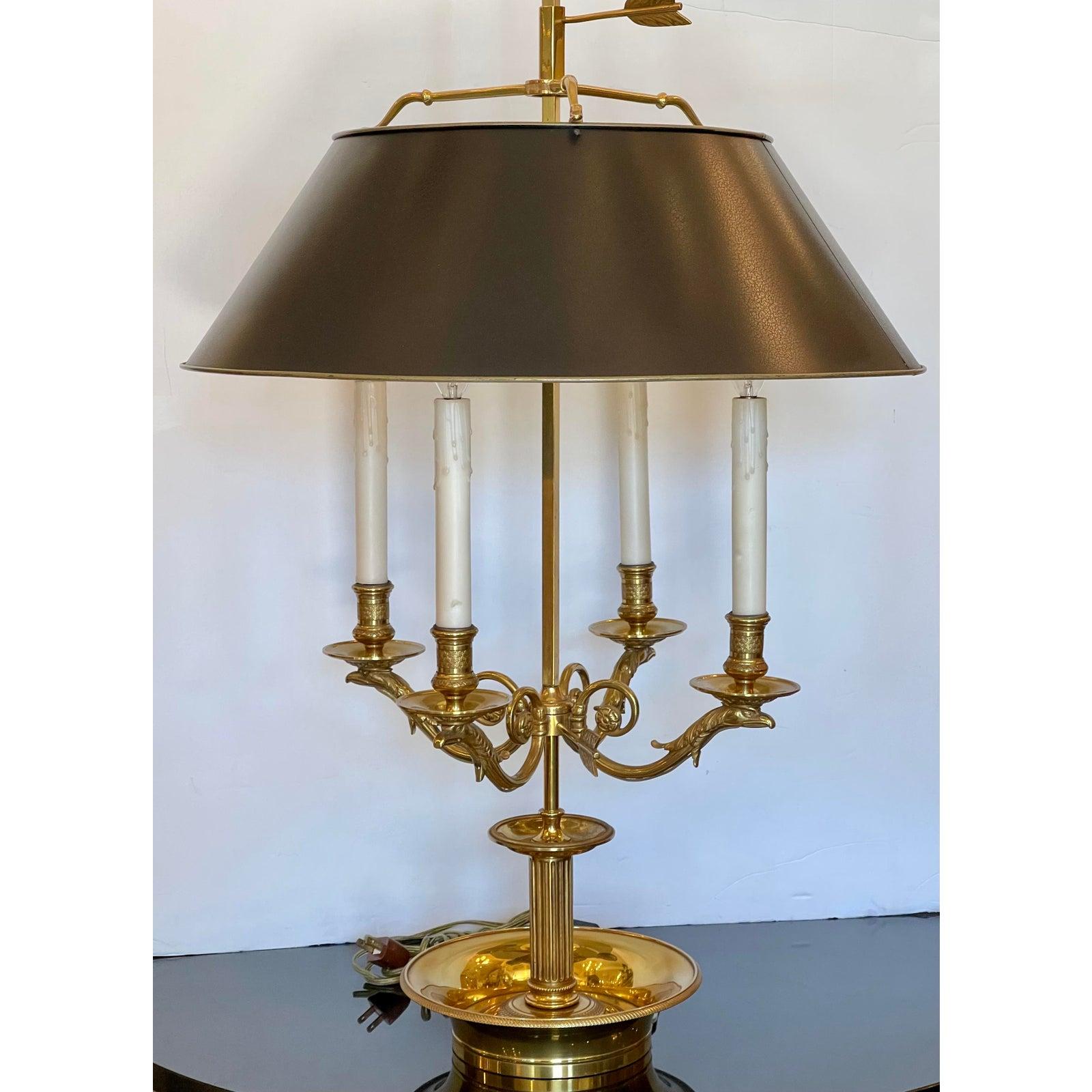 Regency Large Paul Ferrante French Gilt Bronze Four Light Bouillotte Griffin Table Lamp