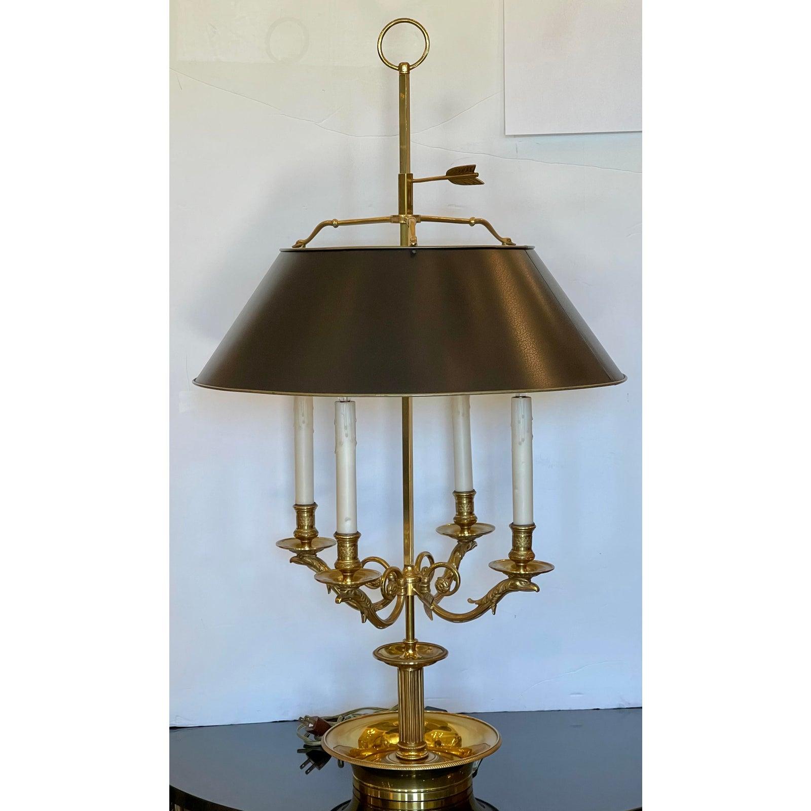 Large Paul Ferrante French Gilt Bronze Four Light Bouillotte Griffin Table Lamp In Good Condition In LOS ANGELES, CA