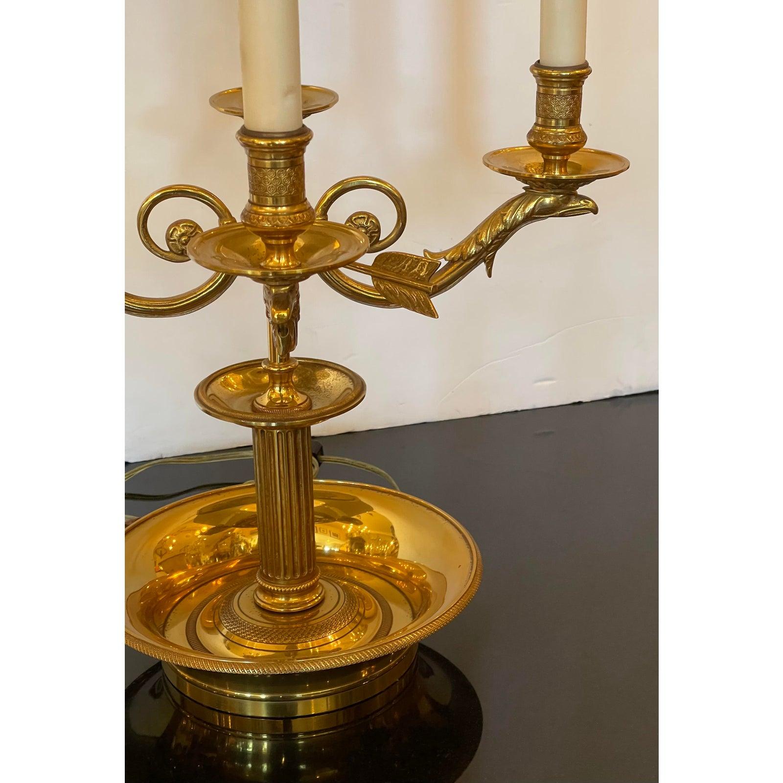 20th Century Large Paul Ferrante French Gilt Bronze Four Light Bouillotte Griffin Table Lamp