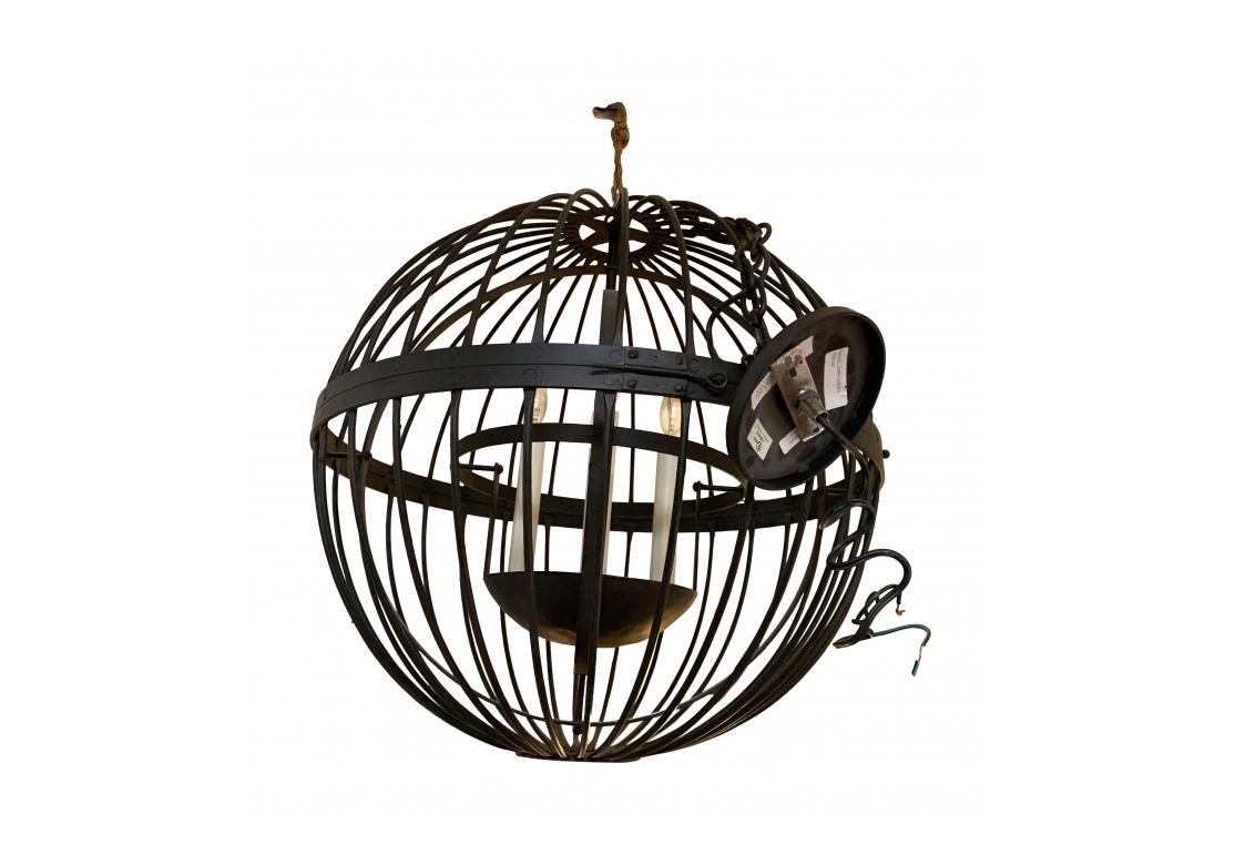 Large Paul Ferrante Spherical Iron Pendant Light For Sale 6