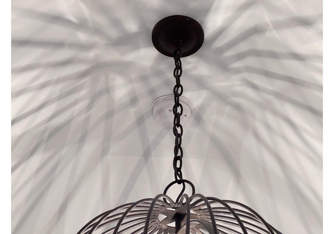 Large Paul Ferrante Spherical Iron Pendant Light In Good Condition For Sale In Bridgeport, CT