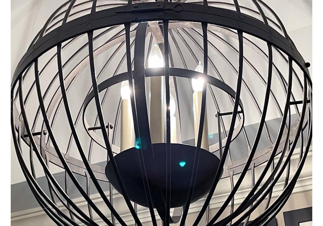 Contemporary Large Paul Ferrante Spherical Iron Pendant Light For Sale