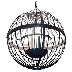 Grande lampe suspendue sphérique en fer de Paul Ferrante