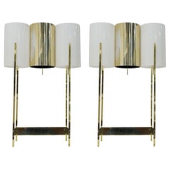 Grandes lámparas de sobremesa Paul Mayen para Habitat, latón y lucite, años 60