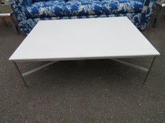 Large Paul McCobb Aluminum and Vitrolite-Milk Glass Coffee Table Midcentury
