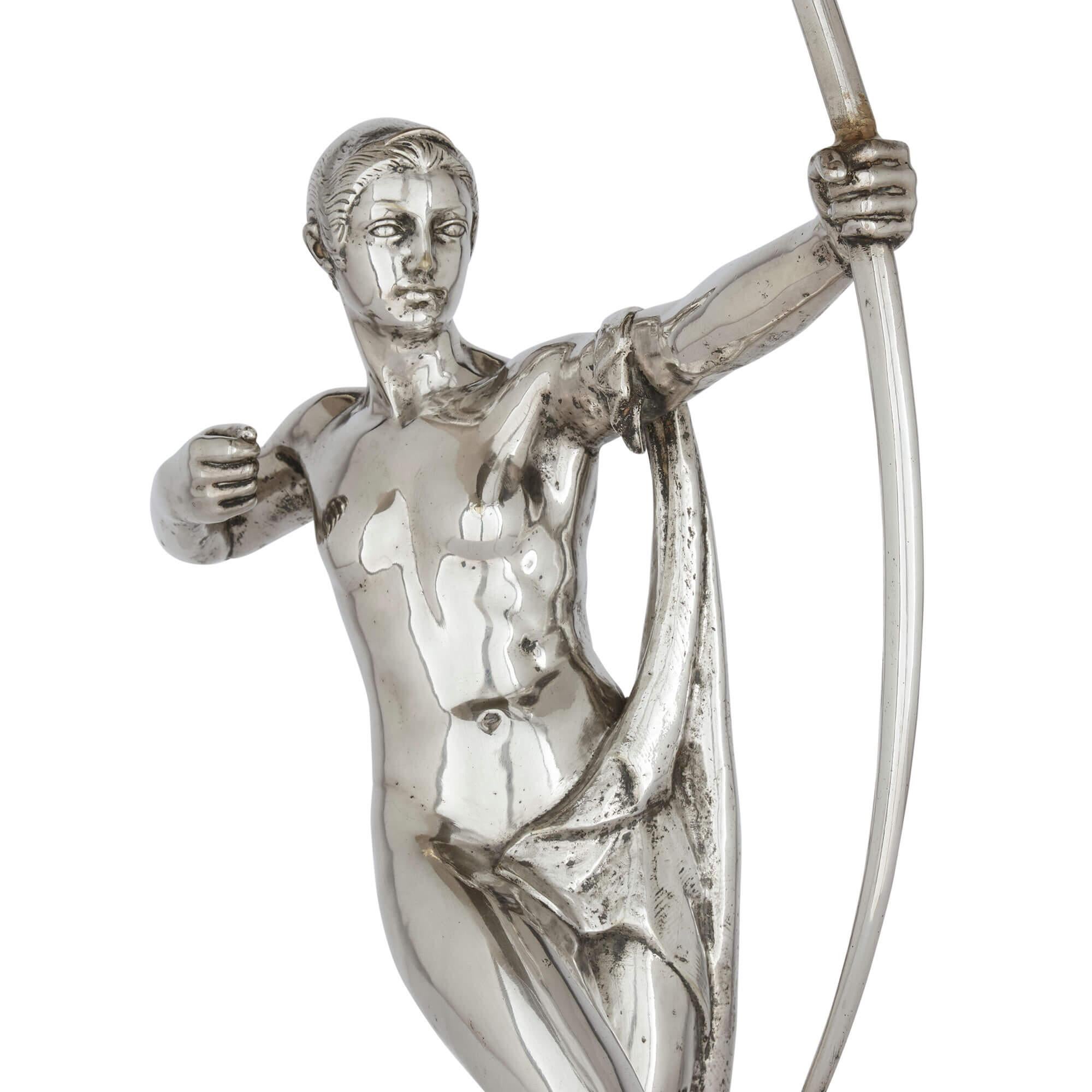Gran modelo de bronce plateado Paul Silvestre de Diana para Susse Frères Francés en venta