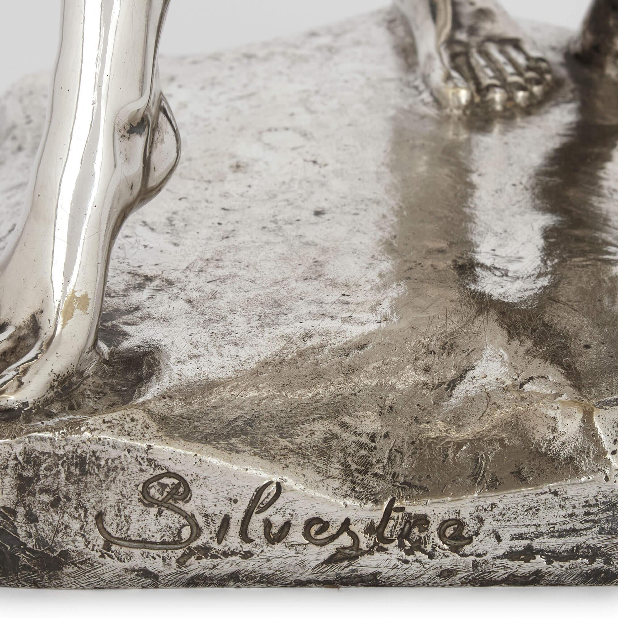 Gran modelo de bronce plateado Paul Silvestre de Diana para Susse Frères en Bueno estado para la venta en London, GB