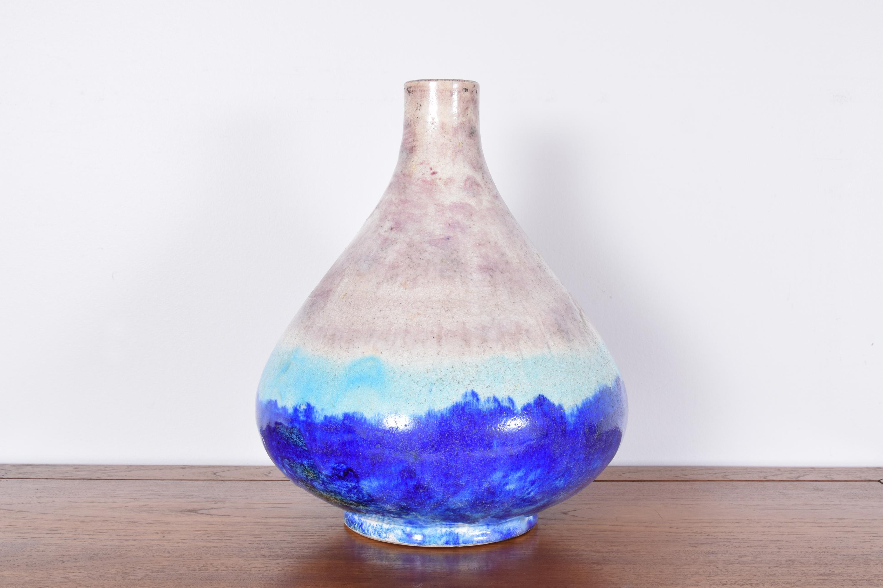 Glazed Large Paule Petitjean for Primavera Ceramic Vase For Sale